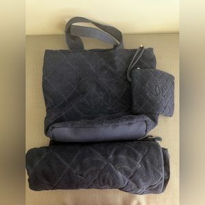 Chanel brand new beach set, tote and matching beach towel, with matching clutch!